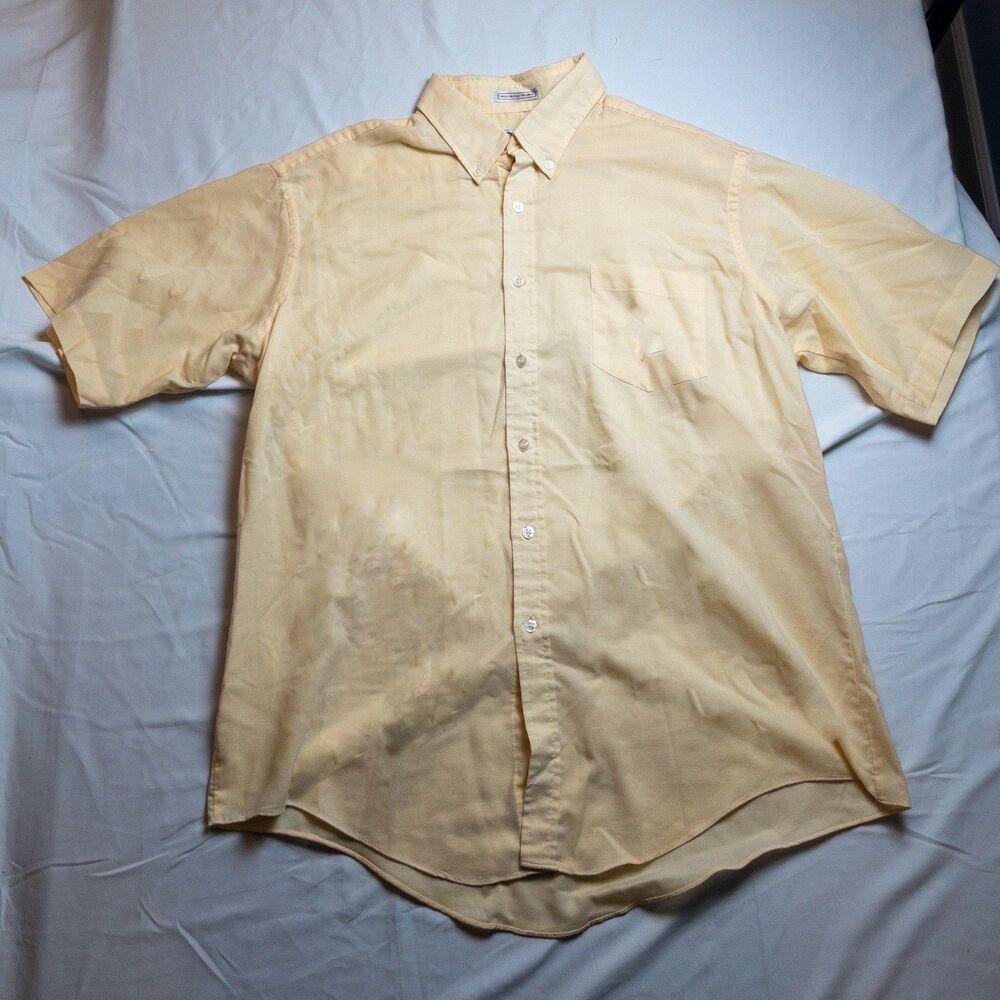 615 Collection Mens Button Up Shortsleeve Shirt Butter Yellow Single Needle